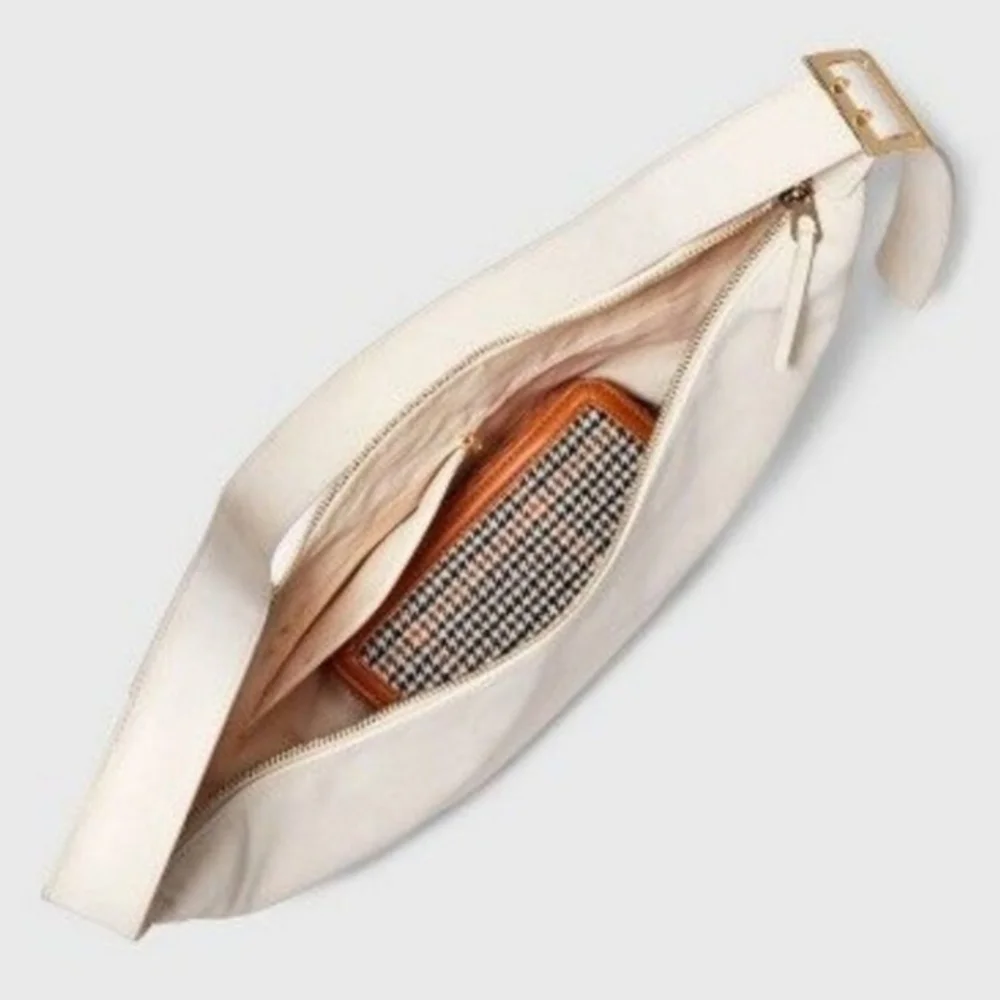 Cream Crescent Shape Y2k Chic Slouchy Sling Hobo Shoulder Bag Going Out